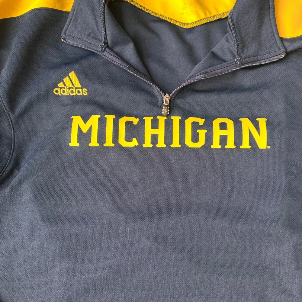 Adidas Michigan Wolverines Quarter Zip Pullover Mens XL Performance‎ Navy Yellow
